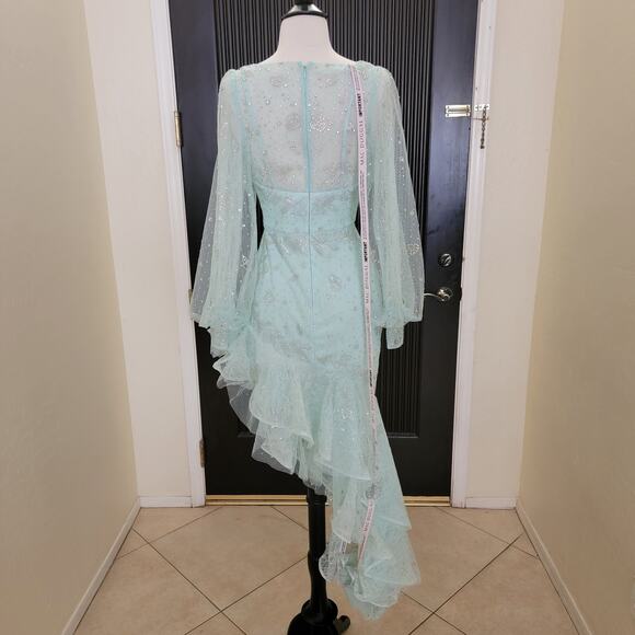 Ieena for Mac Duggal 50744 Seafoam Green Beaded High-Low Formal Gown Dress 2 - Picture 11 of 12